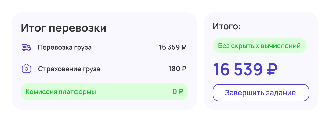 Прозрачный состав стоимости перевозки